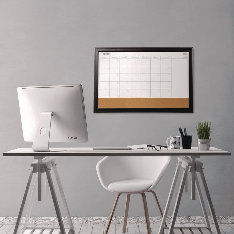 QUARTET MFG. Magnetic Combination Board Calendar, Monthly Planning/Scheduling, 35" x 23", Tan/White Surface, Black Wood Frame (QRT79284) thumbnail 4