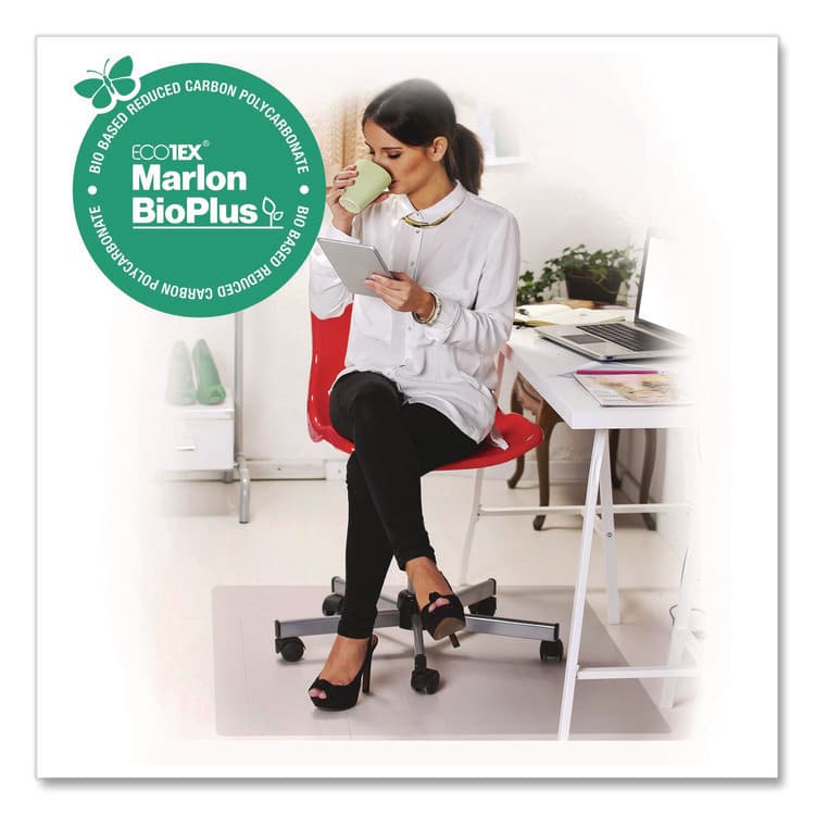 FLOORTEX Ecotex Marlon BioPlus Rectangular Polycarbonate Chair Mat for Hard Floors, Rectangular, 46" x 60", Clear (FLRNRCMFLBS0004) thumbnail 4
