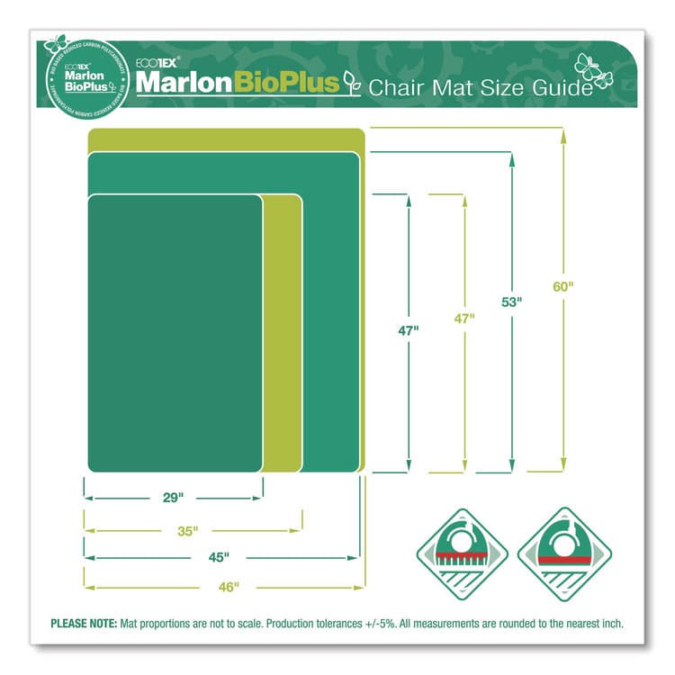 FLOORTEX Ecotex Marlon BioPlus Rectangular Polycarbonate Chair Mat for Hard Floors, Rectangular, 46" x 60", Clear (FLRNRCMFLBS0004) thumbnail 3