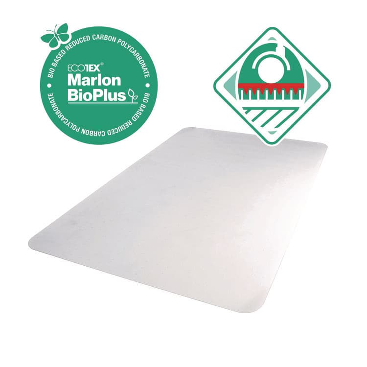 FLOORTEX Ecotex Marlon BioPlus Polycarbonate Chair Mat for Low to Medium Pile Carpeted Floors, Rectangular, 45" x 53", Clear (FLRNRCMFLBG0003) thumbnail 2