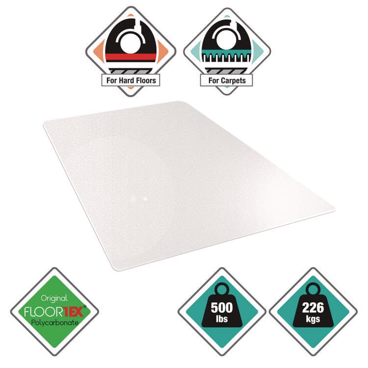 FLOORTEX Cleartex MegaMat Heavy-Duty Polycarbonate Mats for Flat to Plush Pile Carpeted and Hard Floors, Rectangular, 46" x 53", Clear (FLRECM121345ER) thumbnail 2