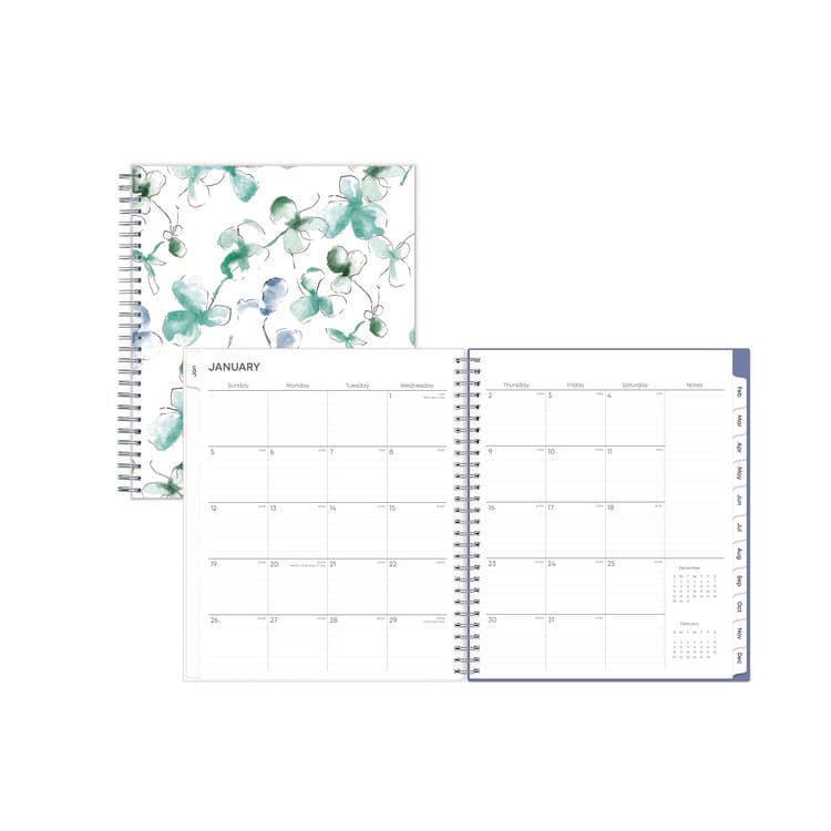 BLUE SKY Lindley Monthly Planner, Floral Artwork, 10 x 8, White/Blue/Green Cover, 12-Month (Jan to Dec): 2026 (BLS101582)