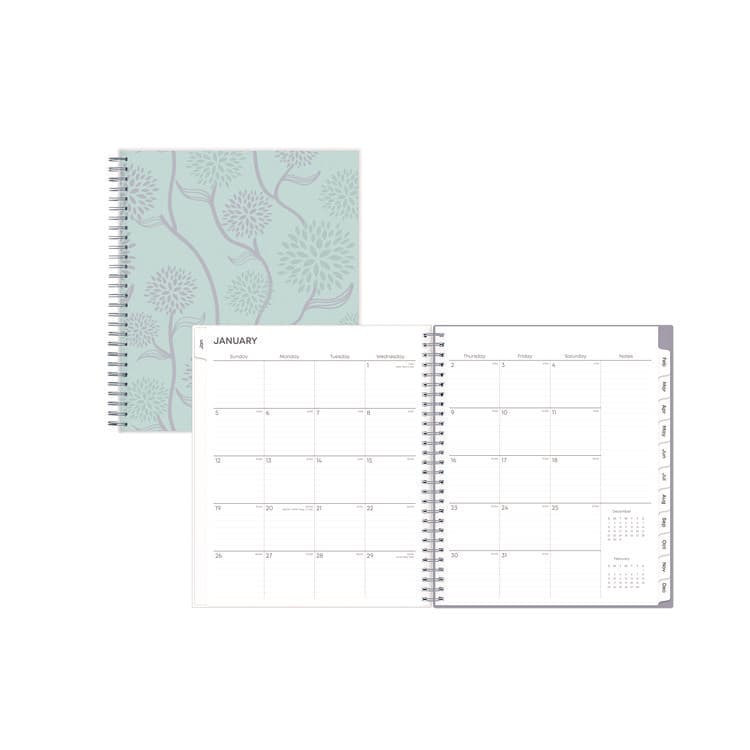 BLUE SKY Rue Du Flore Monthly Planner, Floral Artwork, 10 x 8, Jade/Lavender Cover, 12-Month (Jan to Dec): 2026 (BLS101605)
