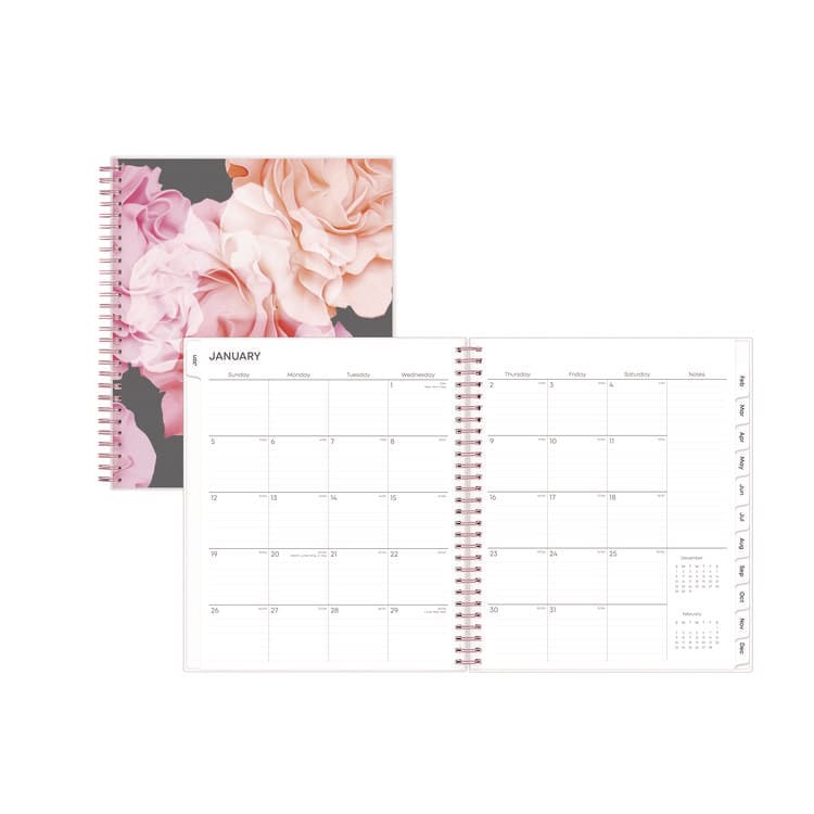 BLUE SKY Joselyn Monthly Wirebound Planner, Floral Artwork, 10 x 8, Pink/Peach/Black Cover, 12-Month (Jan to Dec): 2026 (BLS110395)