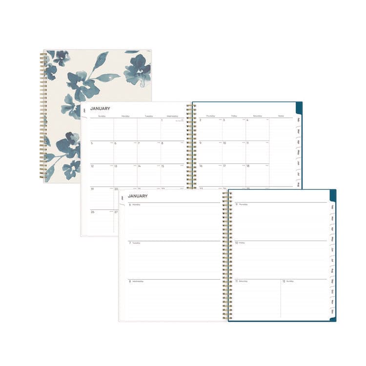 BLUE SKY Bakah Blue Weekly/Monthly Planner, Floral Artwork, 11 x 8.5, Blue/White Cover, 12-Month (Jan to Dec): 2026 (BLS137261)