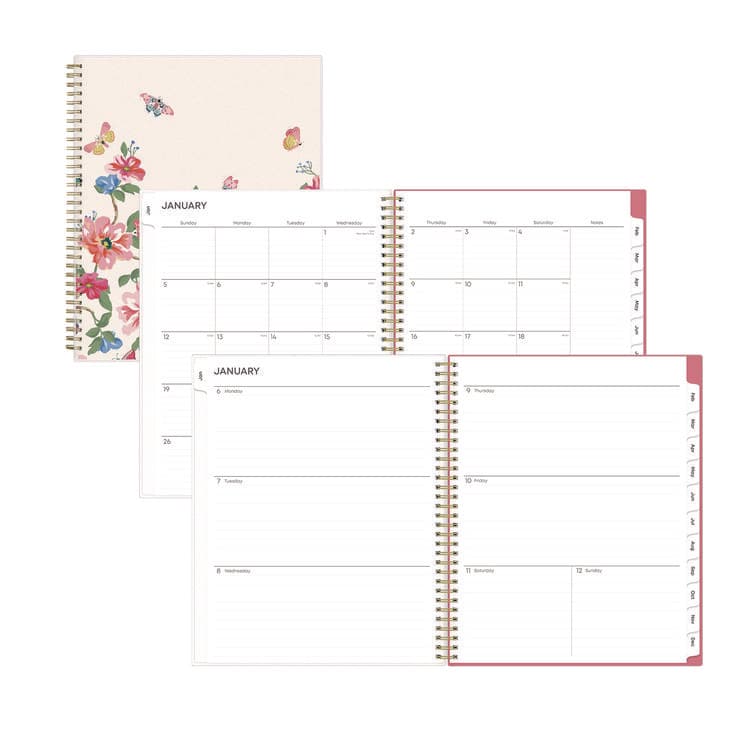 BLUE SKY Fly By Frosted Weekly/Monthly Planner, Butterflies Artwork, 11 x 8.5, Blush/Pink Cover, 12-Month (Jan to Dec): 2026 (BLS140195)