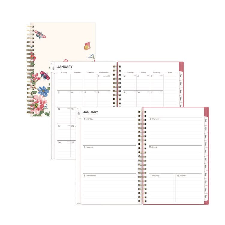BLUE SKY Fly By Frosted Weekly/Monthly Planner, Butterflies Artwork, 8 x 5, Blush/Pink Cover, 12-Month (Jan to Dec): 2026 (BLS140196)