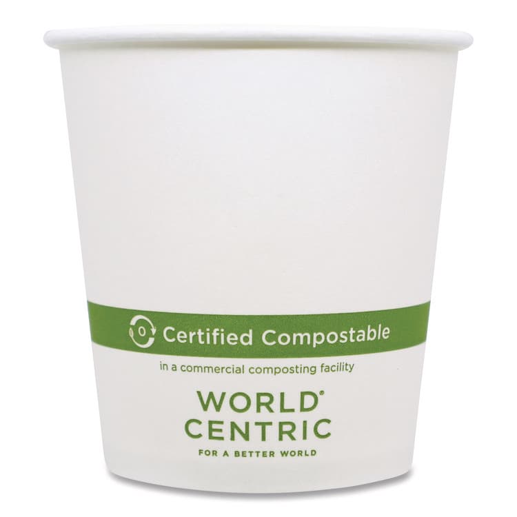WORLD CENTRIC Paper Hot Cups, 10 oz, White, 1,000/Carton (WORCUPA10)