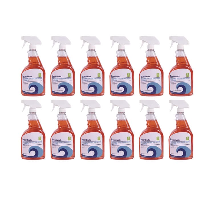 BOARDWALK Natural Grease and Grime Cleaner, Unscented, 32 oz Spray Bottle, 12/Carton (BWK47612)