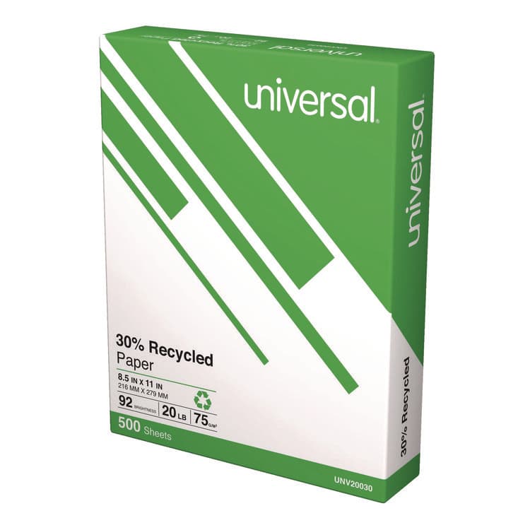UNIVERSAL OFFICE PRODUCTS 30% Recycled Copy Paper, 92 Bright, 20 lb Bond Weight, 8.5 x 11, White, 500 Sheets/Ream, 5 Reams/Carton (UNV200305) thumbnail 2