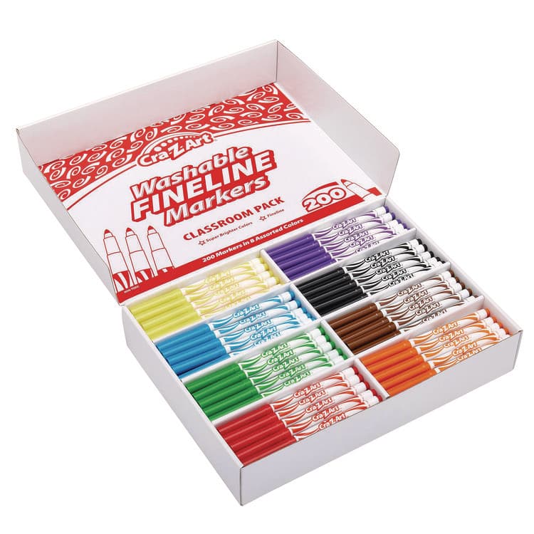 LAROSE INDUSTRIES, LLC Washable Fineline Markers Classpack, Fine Bullet Tip, Eight Assorted Colors, 200/Set (CZA740071) thumbnail 4