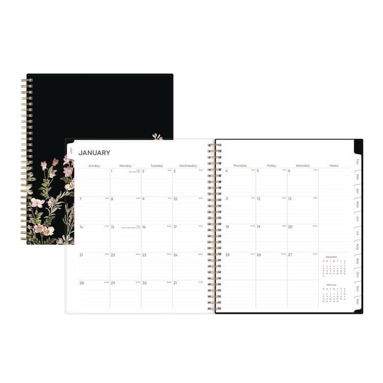 BLUE SKY Nevaeh Monthly Planner, Floral Artwork, 10 x 8, Black/Multicolor Cover, 12-Month (Jan to Dec): 2026 (BLS143947)