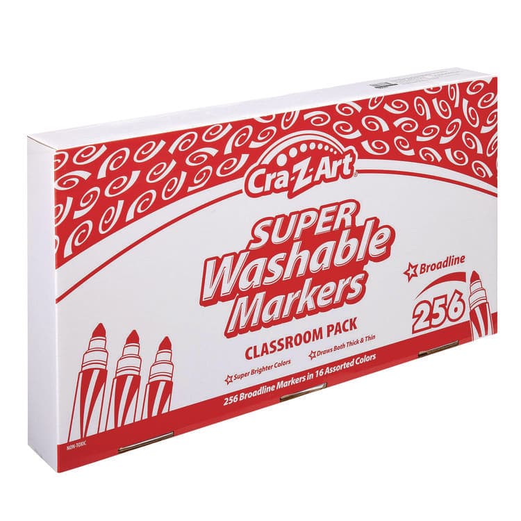 LAROSE INDUSTRIES, LLC Super Washable Markers Classpack, Broad Bullet Tip, Assorted Colors, 256/Set (CZA740091) thumbnail 3