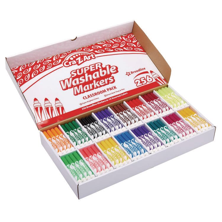 LAROSE INDUSTRIES, LLC Super Washable Markers Classpack, Broad Bullet Tip, Assorted Colors, 256/Set (CZA740091) thumbnail 4