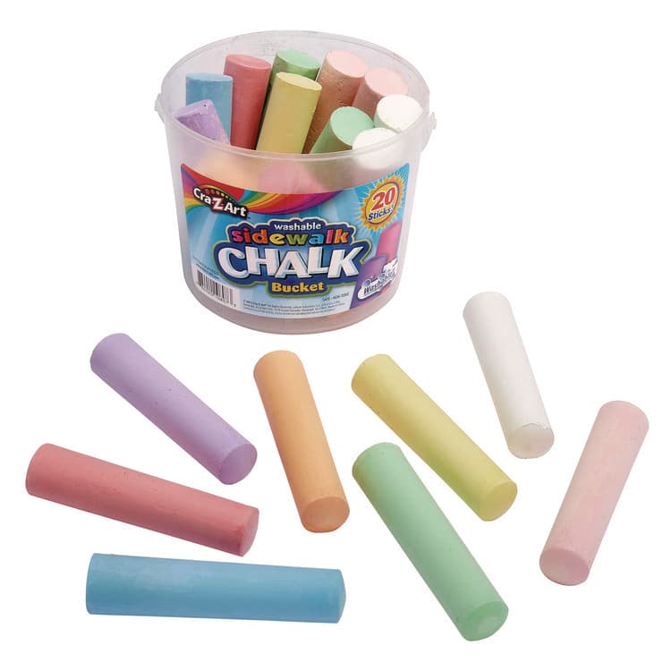 LAROSE INDUSTRIES, LLC Washable Sidewalk Jumbo Chalk in Storage Bucket with Lid and Handle, 12.63", 20 Assorted Colors (CZA108076) thumbnail 3