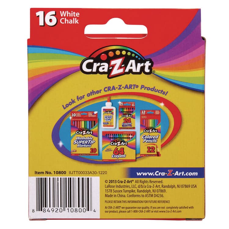 LAROSE INDUSTRIES, LLC White Chalk, 16/Pack (CZA1080048) thumbnail 2