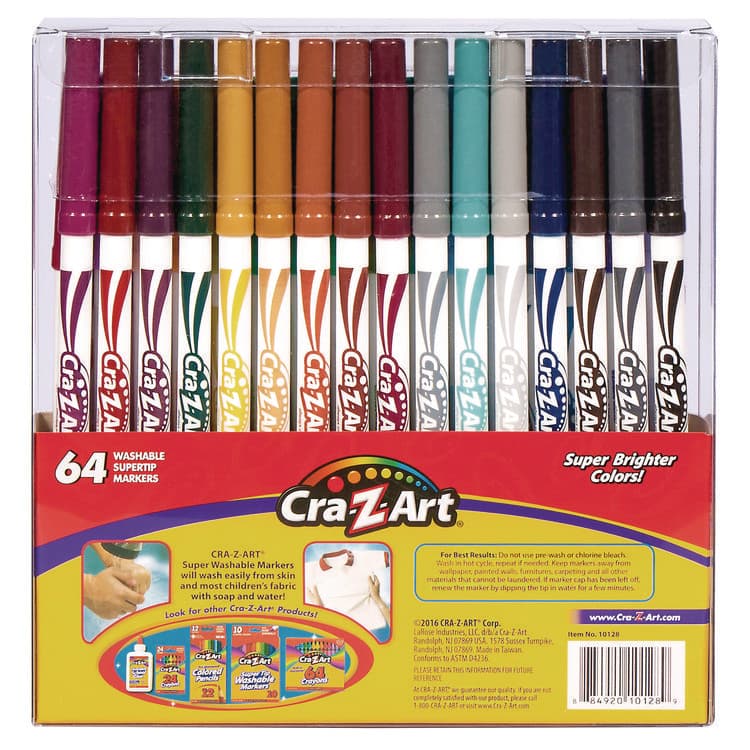 LAROSE INDUSTRIES, LLC Washable SuperTip Markers, Fine/Broad Bullet Tips, Assorted Colors, 64/Set (CZA10128WM16) thumbnail 2