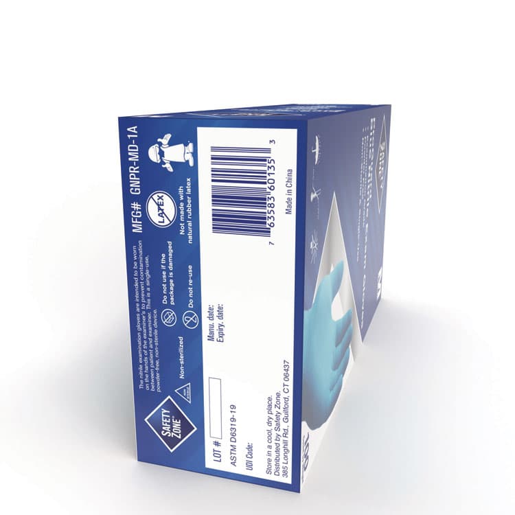 IMPACT PRODUCTS, LLC ProGuard Nitrile Gloves, Powder-Free, Medium, 3 mil (Palm), 3.5 mil (Fingers), Blue, 100/Box, 10 Boxes/Carton (SZNGNPRMD1A) thumbnail 3