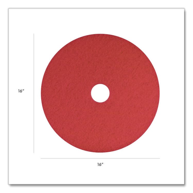 AMERICO MANUFACTURING CO Buffing Pad, 16" Diameter, Red, 5/Carton (AM7404416) thumbnail 2