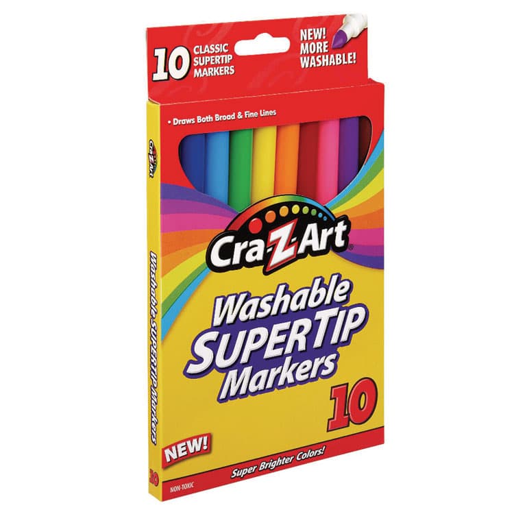 LAROSE INDUSTRIES, LLC Washable SuperTip Markers, Fine/Broad Bullet Tips, Assorted Colors, 10/Set (CZA1007348) thumbnail 3