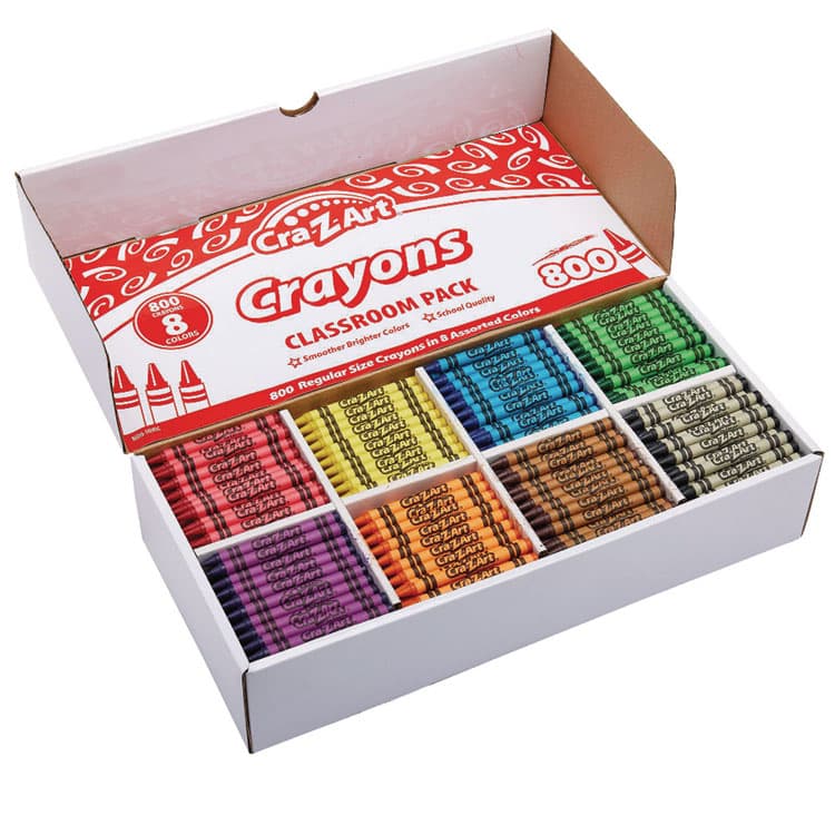 LAROSE INDUSTRIES, LLC Crayons Classpack with Compartmentalized Storage Box, Regular Size, 8 Assorted Colors, 800/Pack (CZA740031) thumbnail 4