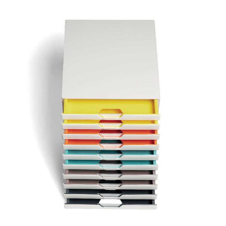 DURABLE OFFICE PRODUCTS CORP. VARICOLOR Stackable Plastic Drawer Box, 10 Drawers, Letter to Folio Size Files, 11.5 x 14 x 11, White (DBL763027) thumbnail 2