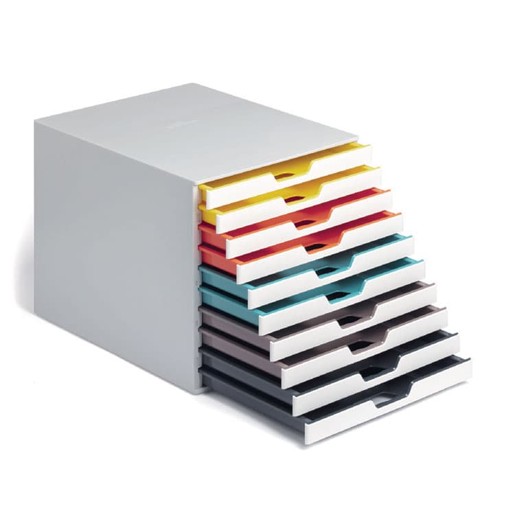 DURABLE OFFICE PRODUCTS CORP. VARICOLOR Stackable Plastic Drawer Box, 10 Drawers, Letter to Folio Size Files, 11.5 x 14 x 11, White (DBL763027) thumbnail 4