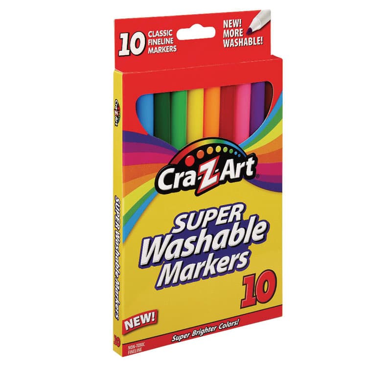 LAROSE INDUSTRIES, LLC Super Washable Markers, Fine Bullet Tip, Assorted Colors, 10/Set (CZA1016148) thumbnail 3