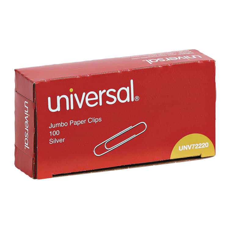 UNIVERSAL OFFICE PRODUCTS Paper Clips, Jumbo, Smooth, Silver, 100 Clips/Box, 10 Boxes/Pack (UNV72220) thumbnail 2