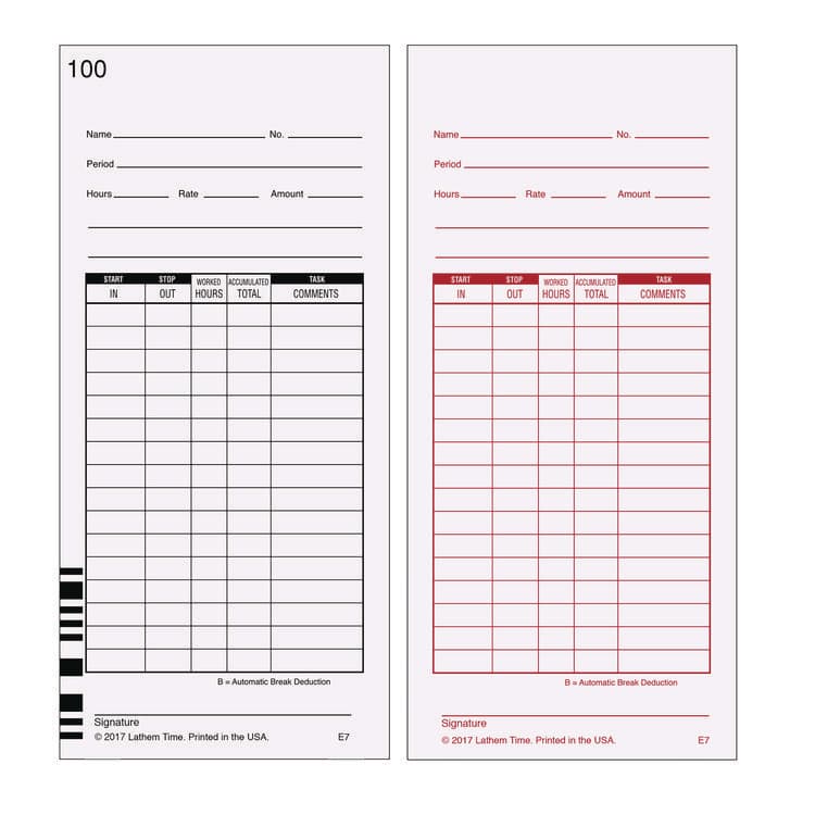 LATHEM TIME CORPORATION Time Clock Cards for Lathem Time 7000E, Two Sides, 3.5 x 7.25, 100/Pack (LTHE7100) thumbnail 2