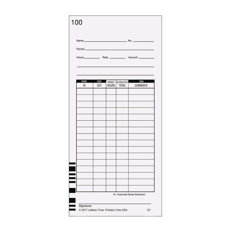 LATHEM TIME CORPORATION Time Clock Cards for Lathem Time 7000E, Two Sides, 3.5 x 7.25, 100/Pack (LTHE7100) thumbnail 4