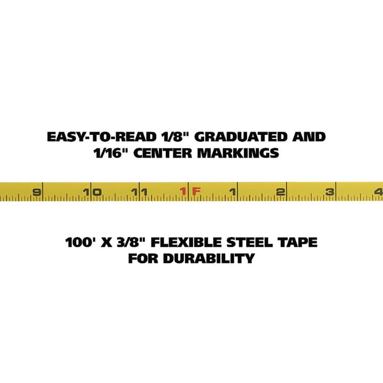 GREAT NECK SAW MFG. English Rule Measuring Tape, 0.38" x 100 ft, Steel, Yellow (GNS100E) thumbnail 4