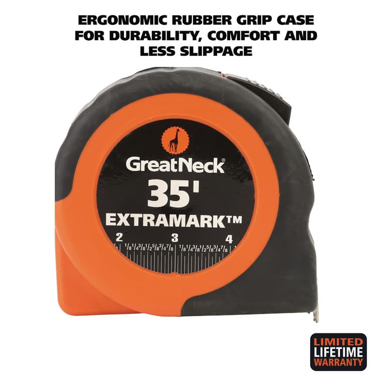 GREAT NECK SAW MFG. ExtraMark Tape Measure, 1" x 35 ft, Steel, Orange/Black (GNS95010) thumbnail 2