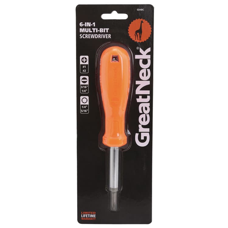 GREAT NECK SAW MFG. 4 in-1 Screwdriver w/Interchangeable Phillips/Standard Bits, Assorted Colors (GNSSD4BC) thumbnail 3