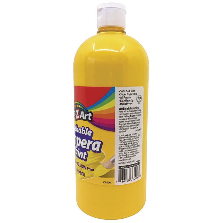 LAROSE INDUSTRIES, LLC Washable Tempera Paint, Yellow, 32 oz Bottle (CZA760096) thumbnail 2