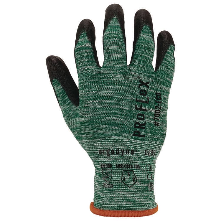 TENACIOUS HOLDINGS, . ProFlex 7002-ECO Recycled PU Coated Gloves, EN388: 3131, 7" Long, X-Small, Green, Pair (EGO10561)