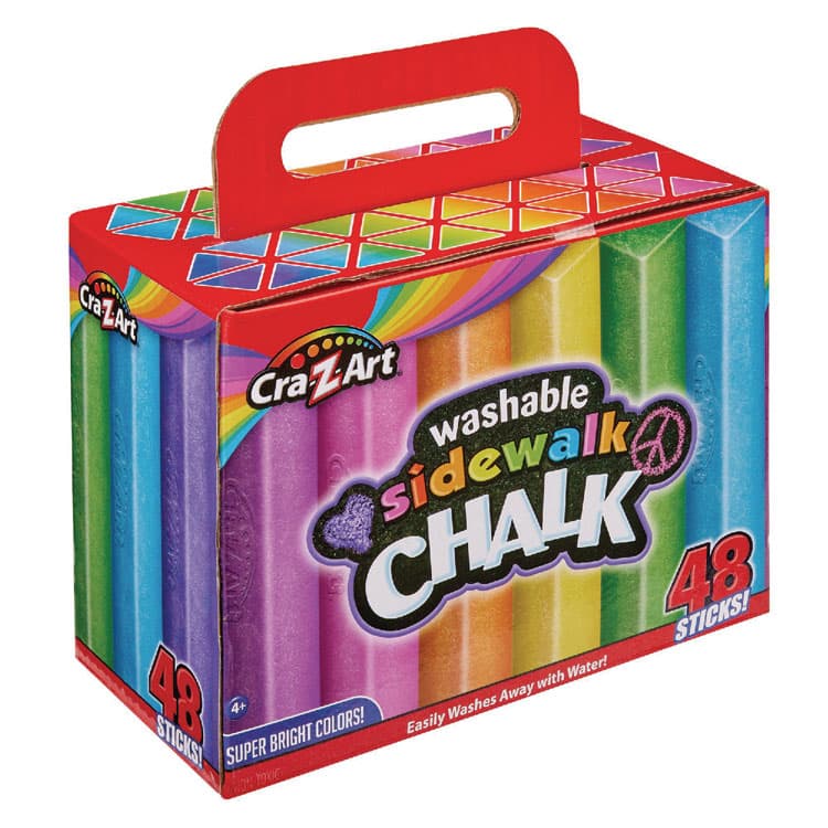 LAROSE INDUSTRIES, LLC Washable Sidewalk Chalk, Triangle Shaped, 12.63", 48 Assorted Bright Colors, 48 Sticks/Set (CZA10880) thumbnail 2