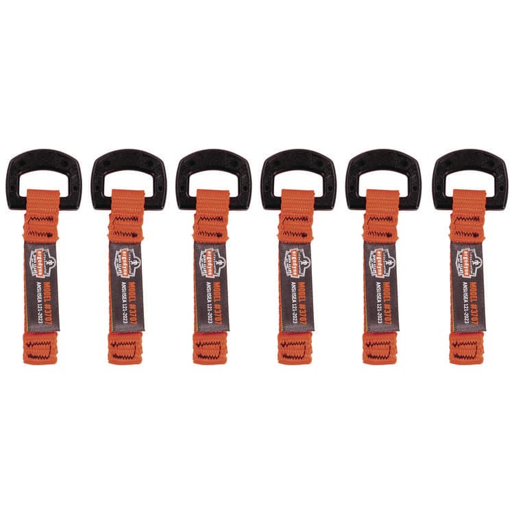TENACIOUS HOLDINGS, . Squids 3707 Web Tool Tether Attachment w/ Non-Conductive D-Ring Tool Tails, 2 lb Max Working Capacity, 3.5", Orange, 6/Pack (EGO19711)