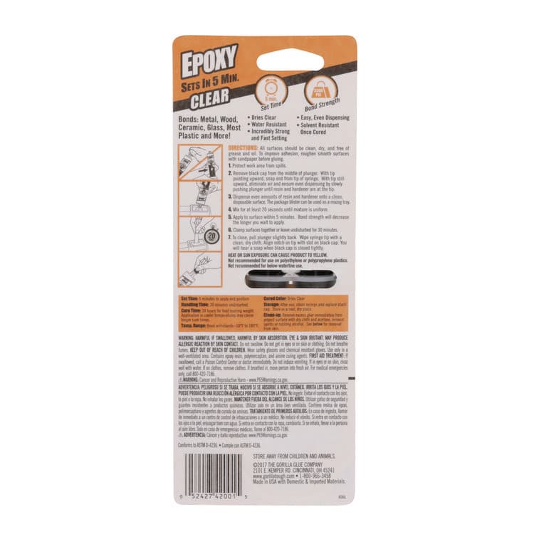 GORILLA GLUE COMPANY Epoxy, 0.85 oz, Dries Clear (GOR4200101) thumbnail 3