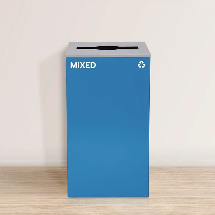 ALPINE INDUSTRIES 29 Gallon Trash/Recycling Cans, Steel, Blue Mixed Recycling with Mixed Lid, Black Trash Can with Square Lid (ALH4450BLKKIT3) thumbnail 2