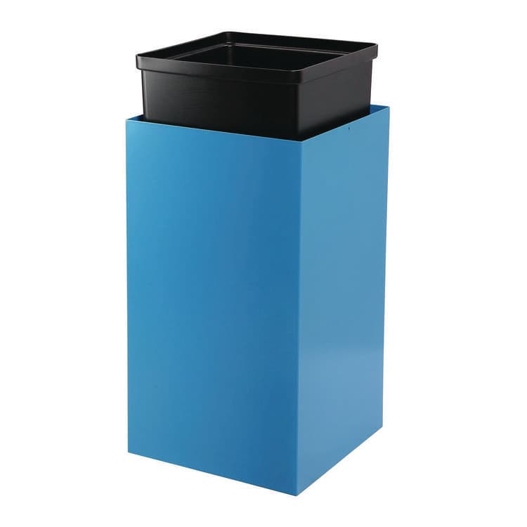 ALPINE INDUSTRIES 29 Gallon Trash/Recycling Cans, Steel, Blue Recycling with Circle Lid, Black Trash Can with Square Lid (ALH4450BLKKIT6) thumbnail 2