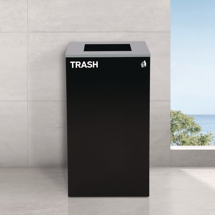 ALPINE INDUSTRIES 29 Gallon Trash/Recycling Cans, Steel, Blue Mixed Recycling Can, Green Compost Can, Black Trash Can with Square Lids (ALH4450BLKKIT15) thumbnail 4