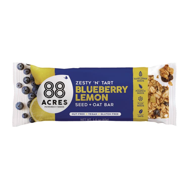 88 ACRES Warm 'N Chewey Gluten-Free Blueberry/Lemon Seed and Oat Bar, 1.6 oz Bar, 9/Box (AABACY00592) thumbnail 2
