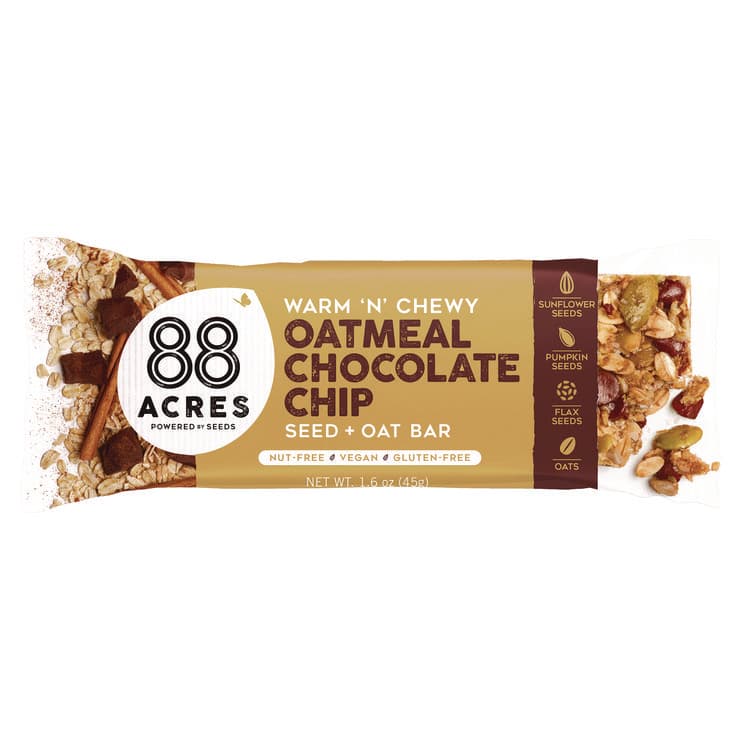 88 ACRES Warm 'N Chewy Gluten-Free Oatmeal/Chocolate Chip Seed and Oat Bar, 1.6 oz Bar, 9/Box (AABACY11049) thumbnail 2