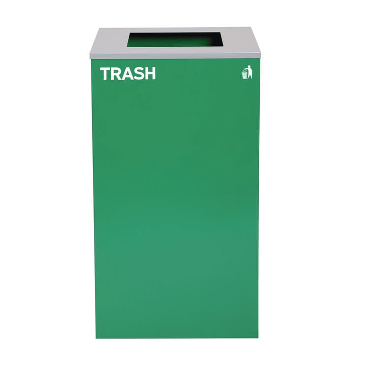 ALPINE INDUSTRIES 29 Gallon Trash/Recycling Cans, Steel, Green Trash Can with Square Lid (ALH4450KITGRNST)
