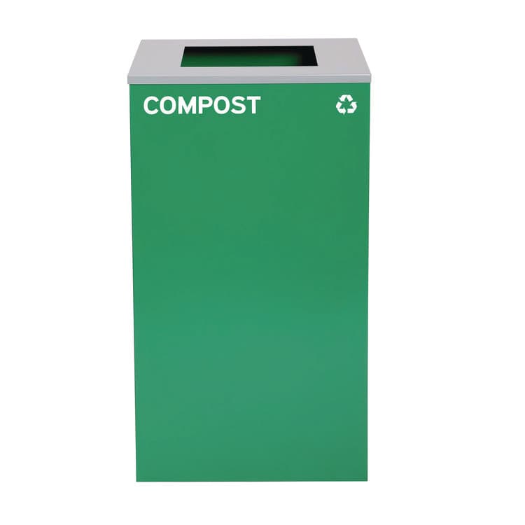 ALPINE INDUSTRIES 29 Gallon Trash/Recycling Cans, Steel, Green Compost Can with Square Lid (ALH4450KITGRNSC)