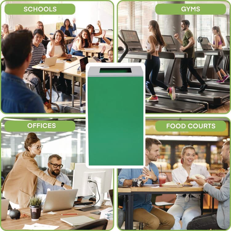 ALPINE INDUSTRIES 29 Gallon Trash/Recycling Cans, Steel, Green Can with Square Lid (ALH4450KITGRNS) thumbnail 3