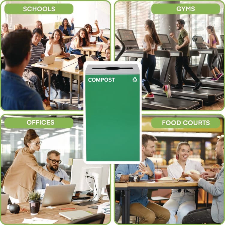 ALPINE INDUSTRIES 29 Gallon Trash/Recycling Cans, Steel, Green Compost Can with Mixed Lid (ALH4450KITGRNMC) thumbnail 3