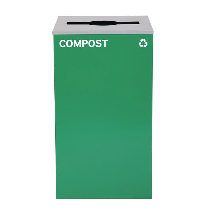 ALPINE INDUSTRIES 29 Gallon Trash/Recycling Cans, Steel, Green Compost Can with Mixed Lid (ALH4450KITGRNMC)