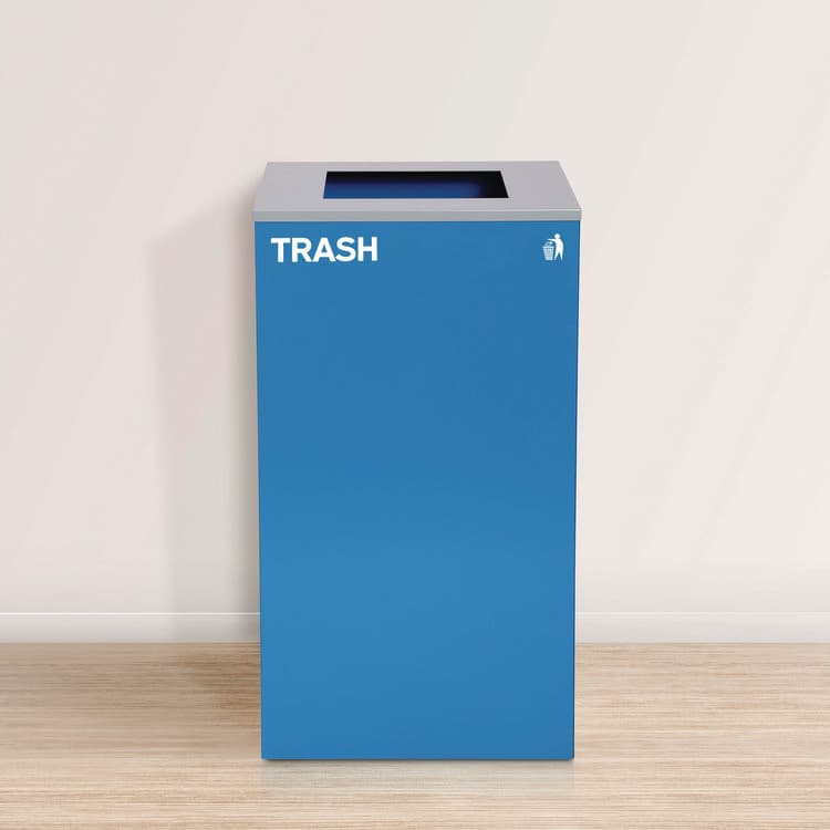 ALPINE INDUSTRIES 29 Gallon Trash/Recycling Cans, Steel, Blue Trash Can with Square Lid (ALH4450KITBLUST) thumbnail 2